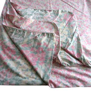 Vintage 1986 Eileen West Twin Duvet Reversable Pink Green Floral Cottage Country